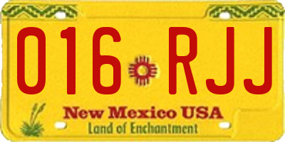 NM license plate 016RJJ