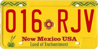 NM license plate 016RJV