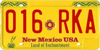 NM license plate 016RKA