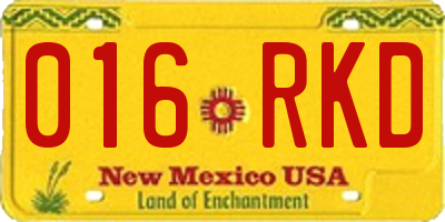 NM license plate 016RKD