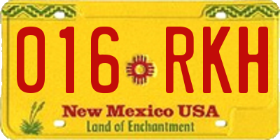 NM license plate 016RKH