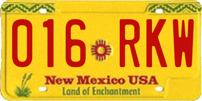 NM license plate 016RKW