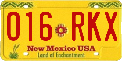 NM license plate 016RKX