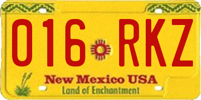 NM license plate 016RKZ