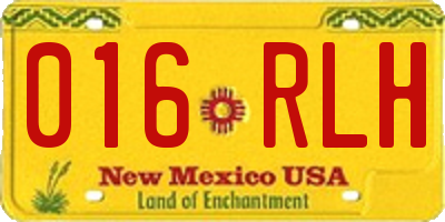 NM license plate 016RLH