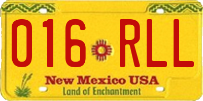 NM license plate 016RLL