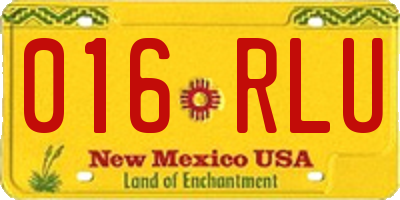 NM license plate 016RLU