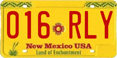 NM license plate 016RLY