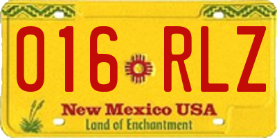NM license plate 016RLZ