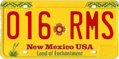 NM license plate 016RMS
