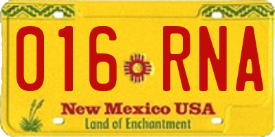 NM license plate 016RNA