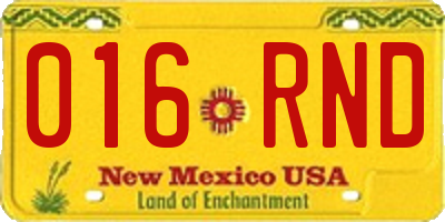 NM license plate 016RND