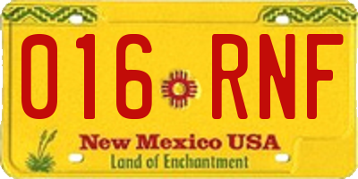 NM license plate 016RNF