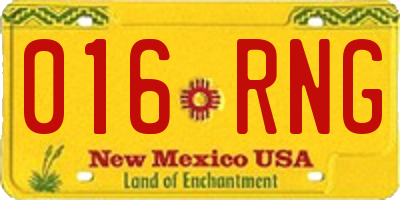 NM license plate 016RNG