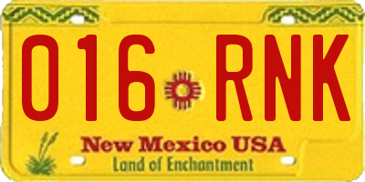 NM license plate 016RNK
