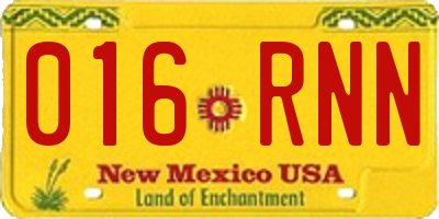 NM license plate 016RNN