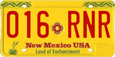 NM license plate 016RNR