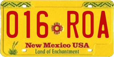 NM license plate 016ROA