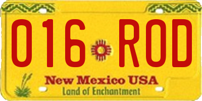 NM license plate 016ROD