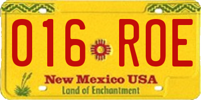 NM license plate 016ROE