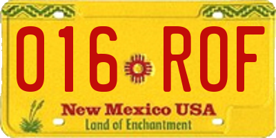 NM license plate 016ROF