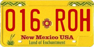 NM license plate 016ROH