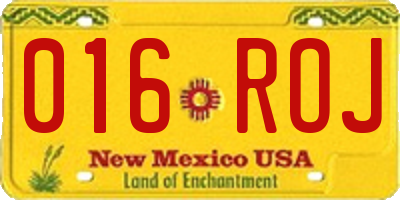 NM license plate 016ROJ