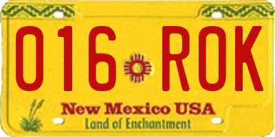NM license plate 016ROK