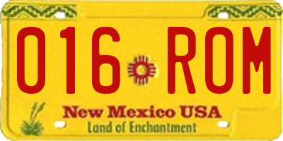 NM license plate 016ROM