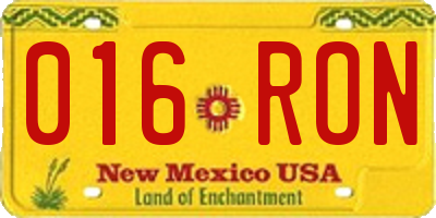 NM license plate 016RON