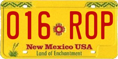 NM license plate 016ROP