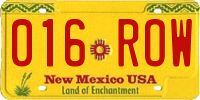 NM license plate 016ROW