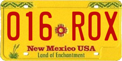 NM license plate 016ROX