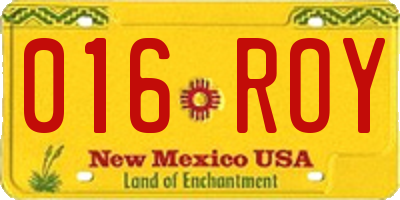 NM license plate 016ROY