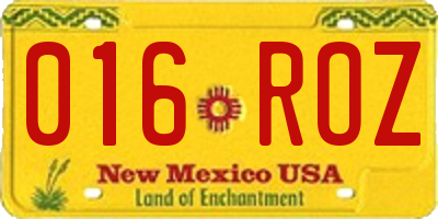 NM license plate 016ROZ