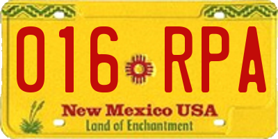NM license plate 016RPA
