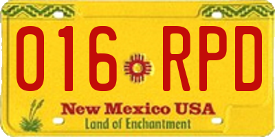 NM license plate 016RPD