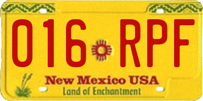 NM license plate 016RPF