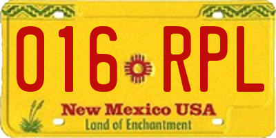 NM license plate 016RPL