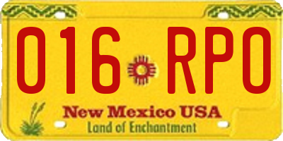 NM license plate 016RPO