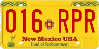 NM license plate 016RPR