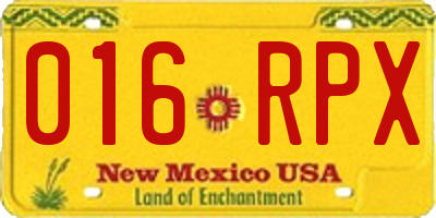 NM license plate 016RPX