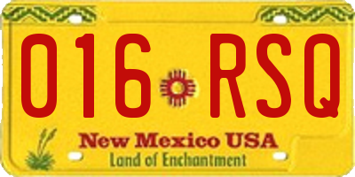 NM license plate 016RSQ