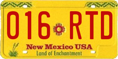 NM license plate 016RTD