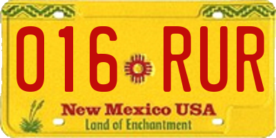 NM license plate 016RUR