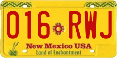 NM license plate 016RWJ