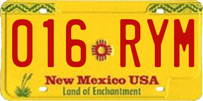 NM license plate 016RYM