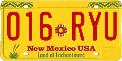 NM license plate 016RYU