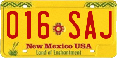 NM license plate 016SAJ