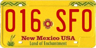 NM license plate 016SFO